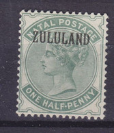 Zululand 1888 Mi. 1l    ½ Penny (Natal) Victoria Overprinted ZULULAND ERROR Variety 'Missing Point', MH* (Cote : 40 €) - Zoulouland (1888-1902)