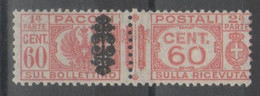 ITALIA 1945 - Pacchi 60 C. ** Varietà Sovrastampa Spostata         (g6548) - Pacchi Postali