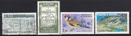 Andorre Français écu Primitif Europa Oiseaux Carduelis Tourisme Le Lac D Angonella N°317-339-343-351 Oblitéré - Used Stamps