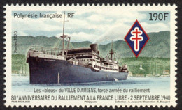 Polynésie Française 2020 - 2e Guerre Mondiale, Bateau Ville D'Amiens Ralliant France Libre - 1 Val Neuf // Mnh - Unused Stamps