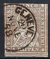 SUISSE 1858: Le ZNr. 22D , Superbe Obl. CAD Genève Du 20.XI.58 - Gebraucht