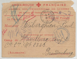 Courrier Vers Un Prisonnier Français (camp De Havelberg, Brandenburg/censure Milit. Fr. + Censure Du Camp - Cruz Roja