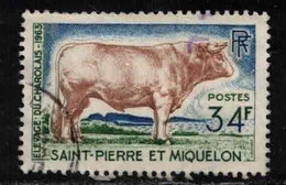 ST PIERRE & MIQUELON Scott # 373 Used 2 - Charolais Bull - Used Stamps