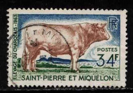 ST PIERRE & MIQUELON Scott # 373 Used 3 - Charolais Bull - Used Stamps