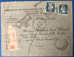 Algérie N°26 (x2) Sur Enveloppe Recommandée - TAD TIARET ORAN 1927 - (B3521) - Briefe U. Dokumente
