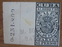 1892 1893 CUBA Fiscali Revenue Tax Pagos Al Estado 5 Ctv Superior - Usato - Timbres-taxe