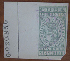1894 1895 CUBA Fiscali Revenue Tax Pagos Al Estado 50 Ctv Superior - Usato - Impuestos