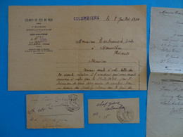 Gare De COLOMBIERS (Hérault) Correspondance D'accident Dans Le Train En Gare Tarbouriech Victor De Maureilhan - Chemin De Fer