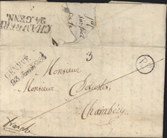 Suisse Genève 23 JANV 1833 + PP Port Payé Dans Cercle Dos Taxe Acquittée 8 Manuscrit + Chambéry 24 GENN - ...-1845 Prephilately