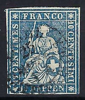 SUISSE 1862: Le ZNr. 23G, B Obl. CAD Basel Du 25.III.62 - Gebraucht