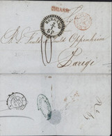 Italie Cachet Bergamo 2 1 8P Marque Postale CHIASS? CAD Entrée Rouge Autriche Beau PR 6 JANV 1854 Taxe Manuscrite 10 - Ohne Zuordnung