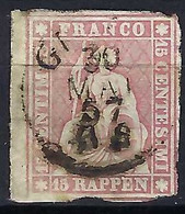 SUISSE Ca.1855: Le ZNr. 24B BDF, Obl. CAD Genève Du 30.V.57, Forte Cote - Oblitérés