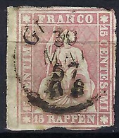 SUISSE Ca.1855: Le ZNr. 24B BDF, Obl. CAD Genève Du 30.V.57, Forte Cote - Gebraucht