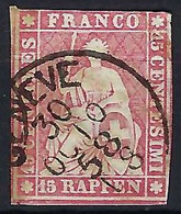 SUISSE 1858: Le ZNr. 24G, Obl. CAD Genève Du 30.X.58 - Gebraucht