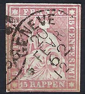 SUISSE 1862: Le ZNr. 24G, Obl. CAD Genève Du 20.II.62 - Gebraucht