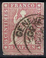 SUISSE 1859: Le ZNr. 24D, Obl. CAD Genève Du 8.I.59 - Gebraucht