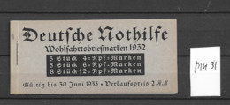 1931 MNH Germany Booklet MH 31 Postfris** - Carnets & Se-tenant