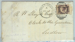 BK0688 - GB - POSTAL HISTORY - 1/2 Penny PERF On COVER From MARKET-DRAYTON  1871 - Ohne Zuordnung