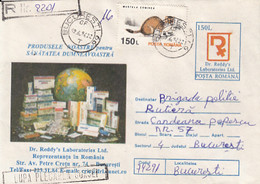 HEALTH, PHARMACY, LABORATORIES ADVERTISING, NICE STAMP, REGISTERED COVER STATIONERY, ENTIER POSTAL, 1996, ROMANIA - Pharmacy
