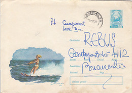 SPORTS, WATER SKIING, COVER STATIONERY, ENTIER POSTAL, 1968, ROMANIA - Sci Nautico