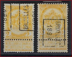 RIJKSWAPEN Nr. 54 Voorafgestempeld Nr. 9 A + B   BRUXELLES 1894   ; Staat Zie Scan ! Verkoop Aan 45 € ! - Roulettes 1894-99