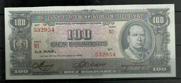 BOLIVIA - BILLETE DE 100 PESOS BOLIVIANOS SIN CIRCULAR CON DOBLEZ CENTRAL - Bolivia