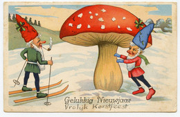 Gros Champignon,lutins,ski,neige. - Mushrooms