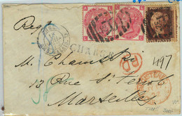 BK0696 - GB - POSTAL HISTORY - REGISTERED COVER To MARSEILLES Via CALAIS 1872 - Other & Unclassified