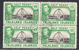 Falkland Islands 1938-50 Cancelled, Block, Sc# ,SG 146 - Islas Malvinas