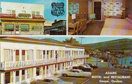 Gaspe Quebec Canada, Adams Motel & Restaurant, Lodging TV In Room, Autos, C1960s Vintage Postcard - Gaspé