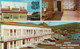 Gaspe Quebec Canada, Adams Motel & Restaurant, Lodging TV In Room, Autos, C1960s Vintage Postcard - Gaspé
