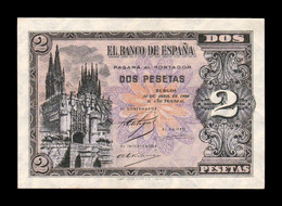 España Spain 2 Pesetas Cathedral Of Burgos 1938 Pick 109 Con Serie SC UNC - 1-2 Peseten