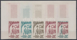 ** Kongó (Brazzaville) 1964 Műszaki Képzés Mi 43 5 Klf Fogazatlan Színpróba ötöscsíkban / Stripe Of 5 Different Imperfor - Otros & Sin Clasificación