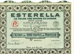 ESTERELLA - Le Palais Des Sports De Cannes - Action De 100 Francs - Sports