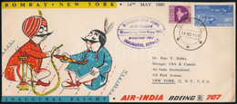 1960 Légiposta Küldemény AIR INDIA "BOMBAY" - "NEW YORK" - Otros & Sin Clasificación