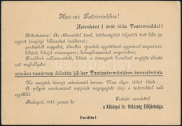 1943 Bp., Kőbányai Izraelita Hitközség Elöljárósága által Kiadott Felhívás - Otros & Sin Clasificación
