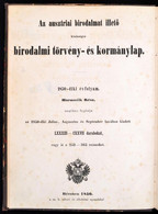 1850 Az Ausztriai Birodalmat Illető Bidodalmi Törvény- és Kormánylap 1850-diki évfolyam, Harmadik Rész. Július-szeptembe - Sin Clasificación