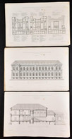 1880 A Budapesti Egyetem Pszichológia Karának Tervrajzai 3 Db Nagyméretű Fénnyomat 44x30 Cm - Sin Clasificación