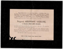 1896 Négyesi Szepessy Gézáné Gyászjelentés - Sin Clasificación