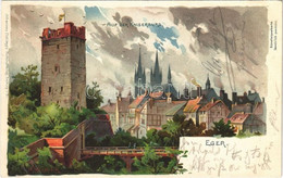 T2/T3 1900 Cheb, Eger; Auf Der Kaiserburg / Castle. Johannes Elchlepp's Hofkunstverlag. Künstlerpostkarte. Art Nouveau,  - Sin Clasificación