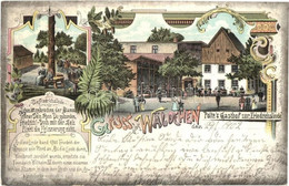 T2/T3 1902 Podlesie, Wäldchen; Polte's Gasthof Zur Friedrichslinde / Guest House, Restaurant. Art Nouveau, Floral, Litho - Sin Clasificación