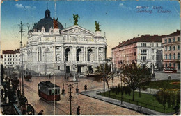 T4 1916 Lviv, Lwów, Lemberg; Teatr / Theater / Theatre, Tram (fa) - Sin Clasificación