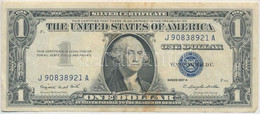 Amerikai Egyesült Államok 1961-1962. (1957A) 1$ "Silver Certificate - Kisméretű", Kék Pecsét, "Elizabeth Rudel Smith - C - Sin Clasificación