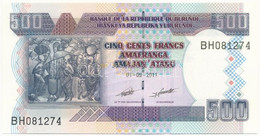 Burundi 2011. 500Fr T:I  Burundi 2011. 500 Francs C:UNC - Sin Clasificación