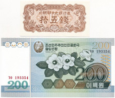 Észak-Korea 1947. 15c + 2005. 200W T:I North Korea 1947. 15 Chon + 2005. 200 Won C:UNC - Sin Clasificación