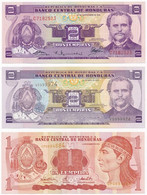 Honduras 1976. 2L + 2000. 1L + 2008. 2L T:I,I- Honduras 1976. 2 Lempiras + 2000. 1 Lempira + 2008. 2 Lempiras C:UNC,AU - Sin Clasificación