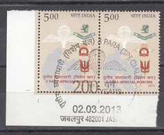 INDIA, 2013, FIRST DAY CANCELLATION,  3 Para Regiment, Special Forces, Setenant Pair - Gebruikt