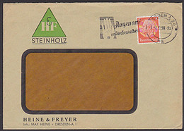 DR MWSt. "Augen Auf Im Straßenverkehr" Dresden 1938 Abs. H &amp; F Steinholz Abb. Schützende Hand - Marcofilia - EMA ( Maquina De Huellas A Franquear)