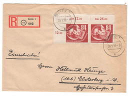 DDR , Debria 1950 , Nr.260 , Eckrandstück Auf  Einschreiben - Brieven En Documenten