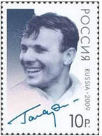 Russia 2009 Yu.A. Gagarin 75th Birth Anniv First World Astronaut Portrait Autograph People Space Stamp MNH Michel 1536 - Sonstige & Ohne Zuordnung